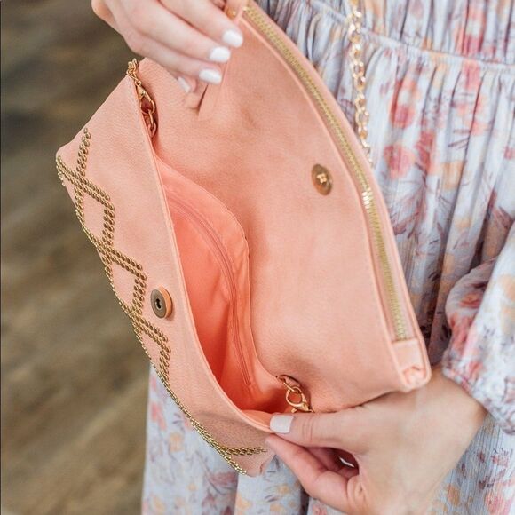 Studded Fold-over Chained Crossbody Bag - Picture 2 of 10